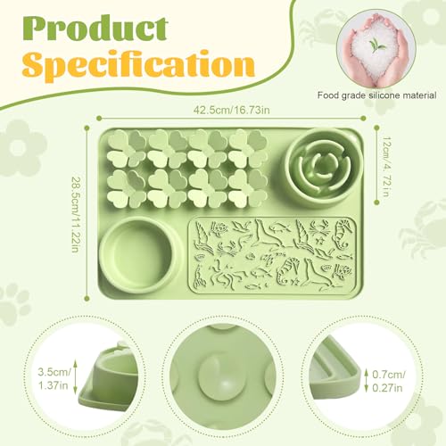Silicone Lick Mat for Dogs & Cats – Slow Feeder Dog Bowl, Non-Slip Licking Mat for Large & Small Breeds, Puzzle Feeder & Snuffle Mat for Fast Eaters, Interactive Pet Food Mat with Measuring Spoon - color: Grey With Spoon