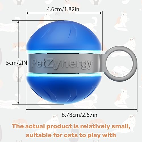 Speedy 2.0 Tail Interactive Cat Toys for Bored Indoor Adult Cats,Rechargeable Automatic Cat Toy Balls Self Moving Chirping,Electric Cat Ball Toy for Smart Kitten Enrichment Exercise Essentials(Blue) - color: Blue