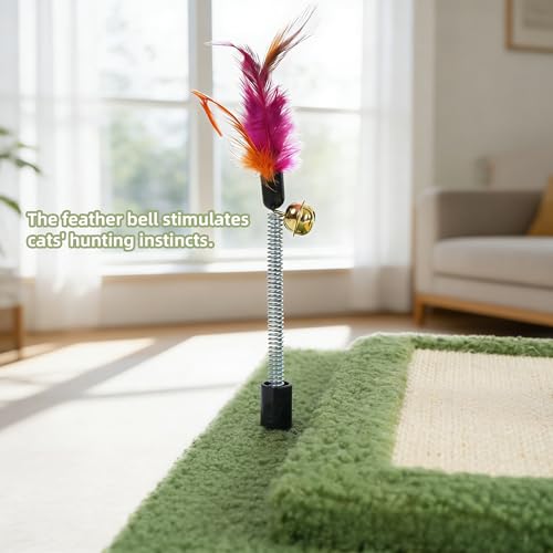 YUNIQUE Cactus Cat Scratching Post with Sisal Rope, Small Cat Tree with Dangling Balls & Feather for Kittens (Green, 22.8'') - color: green, size: 22.8'' square