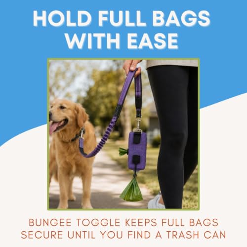 Dog Poop Bag Holder for Leashes and Treat Holder with 3 Waterproof Pouches - color: Midnight