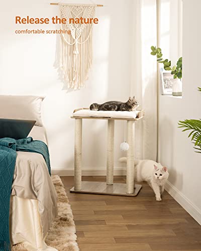 FourFurPets Modern Cat Tree for Large Cats, Full Sisal Cat Scratching Post - color: Greige, size: 22"L x 15.7"W x 26.7"H