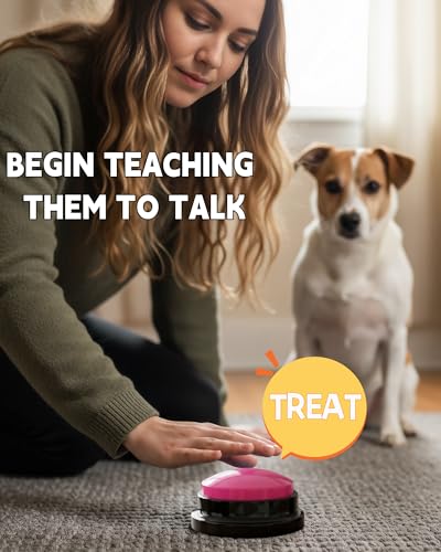 Dog Talk Buttons Voice Recording Button for Communication and Pet Training 30-Second Record & Playback Talking Button for Study, Office, Family, and Kids (Pink, one) - color: Pink