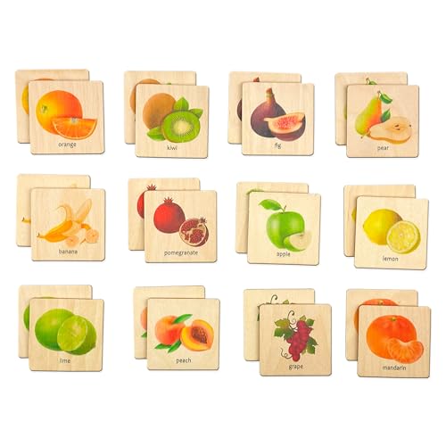 Montessori Wooden Vegetables Memory Game, 1 2 3 4 Year Old Montessori Materials for Toddler, Vegetables Matching Cards, Gift for Kid, Toddler Gift, Birthday Boy Gift (4.5x4.5cm) - size: 1.8x1.8"(4.5x4.5cm), style: Vegetables