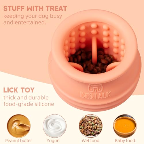 Dog Enrichment Treat Toy, Long-Lasting Wobbly Interactive Freeze Lick Toys for Dogs, Stuffable Puzzle Feeder Toy for Boredom, Silicone Treat Dispensing Chew Toy (Pastel Orange,S) - color: Pastel Orange, size: S