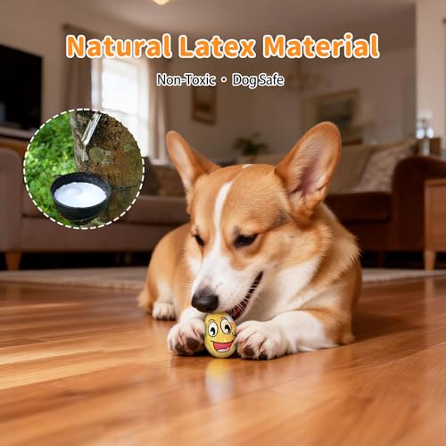 Squeaky Dog Toys for Puppy Small Dogs, 3 Pack Soft Latex Rubber Dog Chew Toys with Squeaker, Smile Face Dog Squeaky Balls for Interactive Play & Training - style: 3 Pack-B