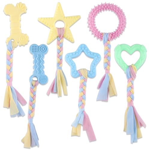 6 PCS Puppy Chew Toys for Teething Small Breed, Puppy Teething Ring, Soft Rubber Durable Dog Teething Toys, Rope Dog Toys, Funny Interactive Toy, Puppy Toys for Small Puppies, Dog Toys Set (Style 4) - color: Style 4