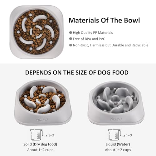 YINEYA 2PCS Slow Feeder Dog Bowls, Pet Supplies that Slow Down Eating, Pet Food Bowls, Maze Dog Puzzle Feeder for Medium Breed - color: B - Gray & Black, size: Medium