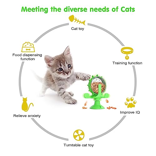 Cat Dog Treat Dispenser Toy - Cat Interactive Feeder (Green) - color: Green