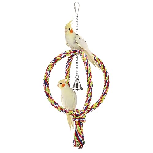 Wontee Bird Swing Colorful Rope Perch Climbing Toy for Parrots (8.3inch) - size: Regular (8.3 inch)