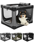 Veraste 24 x 17 x 17 in 4-Door Collapsible Soft-Sided Mesh Dog Crate, Grey - color: Grey, size: 24.0"L x 17.0"W x 17.0"H