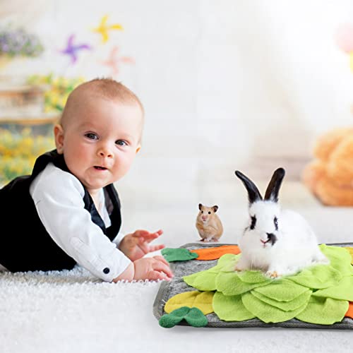 Rabbit Foraging Mat Interactive Bunny Snuffle Feeding Toy for Small Animals - color: Green