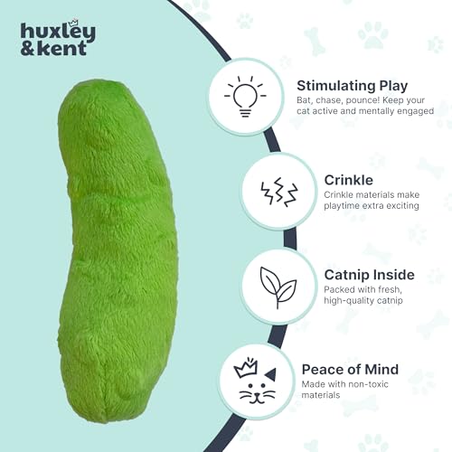 Huxley & Kent Plush Crinkle Catnip Cat Toy, Pickle - style: Pickle