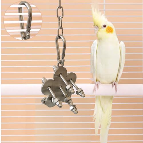 JSLZF Stainless Steel Parrot Toy, Hanging African Grey Chew Toy for Bird