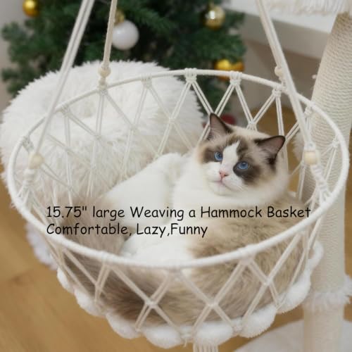 Modern Cat Tree Tower for Indoor Cats, 70" Multi-Level Cat Tower with Plush Perches, Hanging Basket Hammock, Sisal Scratching Posts and Cozy Resting Spaces for Multiple Cats