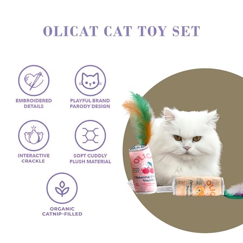 Haute Diggity Kitty Olicat Cherry + Orange Set, Soft Plush Cat Toys - color: Multi - Olicat Duo
