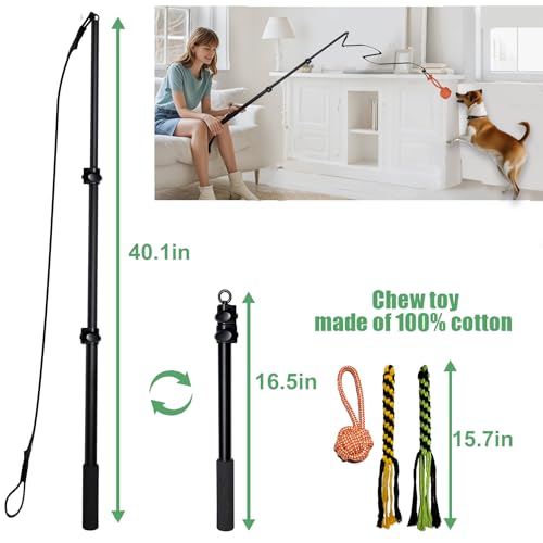 Flirt Pole for Dogs Heavy Duty 40inch Extendable Aluminum Alloy Dog Flirt Pole for Large/Medium/Small Dogs,Interactive Dog Toys for Indoor/Outdoor - size: 40in/3-section