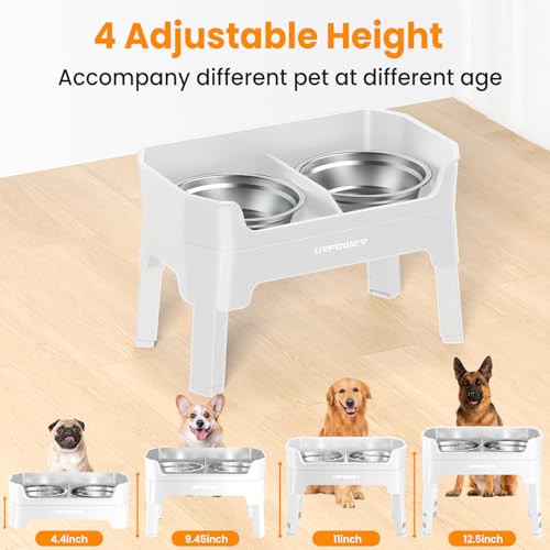 URPOWER Elevated Dog Bowls, 3-in-1 Double Deck Raised Dog Bowl Stand - color: Light Grey, size: Large