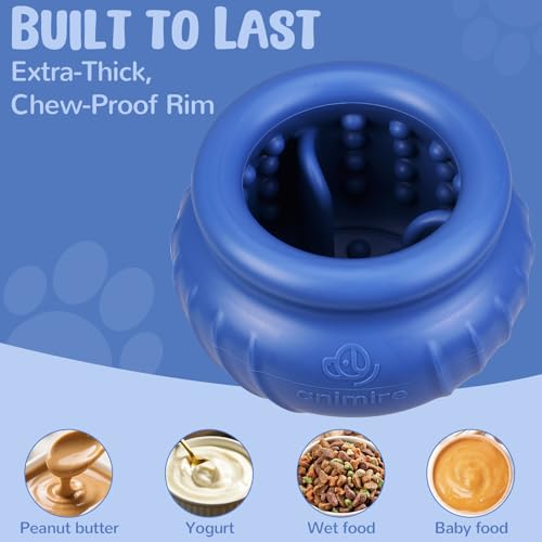 Wobbly Dog Enrichment Lick Toy, Stuffable Frozen Lick Bowl to Keep Dogs Busy, Long-Lasting Interactive Treat Dispensing Dog Toy, Silicone Fetch Catch Chew Toy(Dark Blue,L) - color: Dark blue, size: L