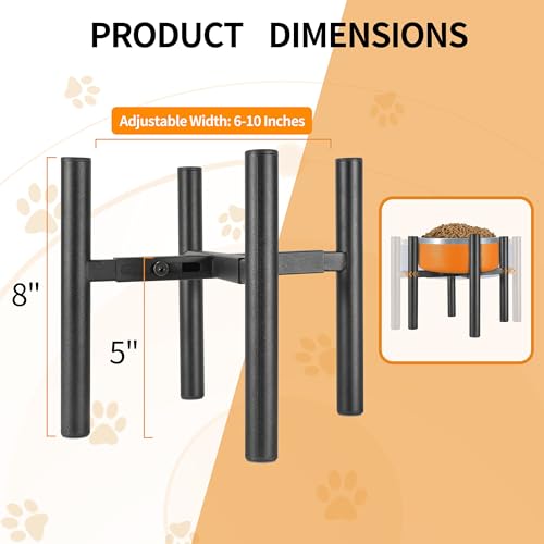 PROERR Lifted Dog Bowl Stand - Without Bowls, Single Raise Pet Food Table Adjustable Wide 6-10", Tall 8 10 12" - Bowl Stand Size Optional, Dog Bowls Holder Elevated for Small Medium Large Dogs Breed - size: Small-HIGH-8IN