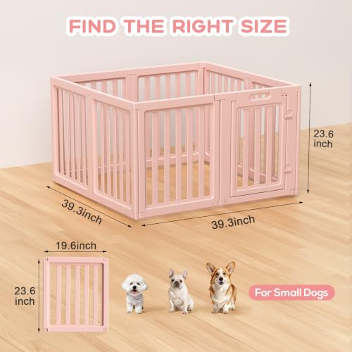 Dog Playpen Indoor,Puppy Playpen,Pink 23.6" H,8 Panels - color: pink, size: 23.6 inch Height