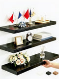 Vervida® Black Rustic Floating Wall Shelves 15in Set of 3 Hidden - color: Black, size: 15x6.8 (3Pcs)