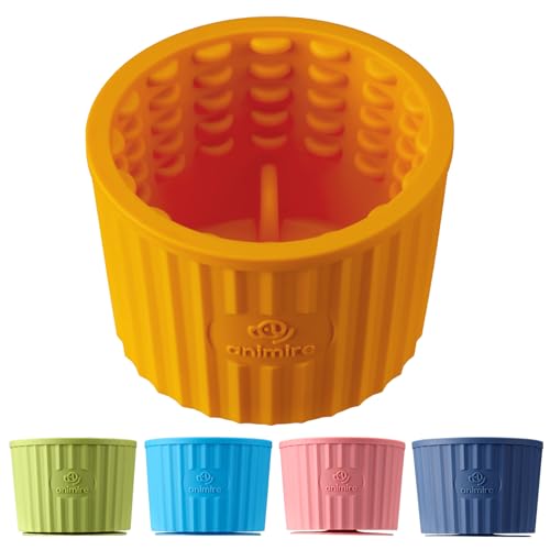 Dog Lick Bowl, Anxiety Relief Dog Licking Mat Freezer Treat Dispenser, Non-Slip Anti-Choking Silicone Slow Feeder Lick Bowl for Small Medium & Large Breed Dogs, BPA Free(Orange,M-L) - color: Orange, size: M-L