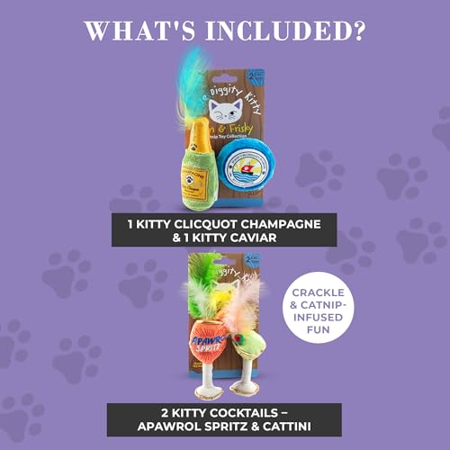 Haute Diggity Kitty Clicquot & Caviar + Kitty Cocktails Soft Plush Cat Toys - color: Multi - Kitty Clicquot Caviar + Apawrol Spritz