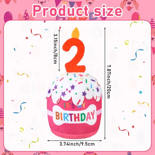 Dansydaisy Dog Birthday Cake Toy Squeaky Plush Gift,2nd,Pink - color: Pink, style: 2nd