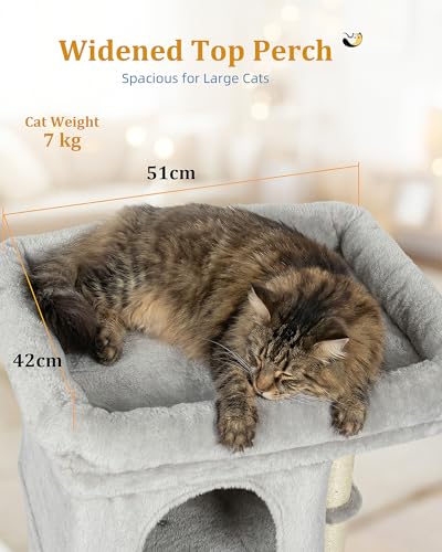 Aechonow Cat Tree for Large Cat,2 Cozy Cat Condo House for Large & Fat Cats - color: 24''Light Grey