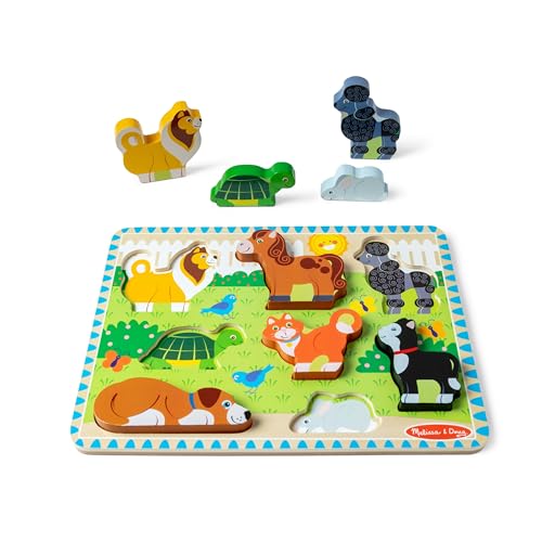 Melissa & Doug Pets Wooden Chunky Puzzle (8 pcs), Educational Screen Free Activity for Toddler, Preschoolers and Kids Ages 2+ - size: 11.95 x 8.95 x 1 inches, style: Pets