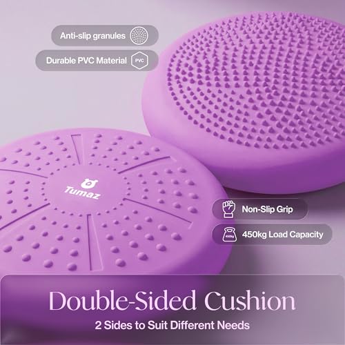 Tumaz Wobble Cushion Wiggle Seat Core Balance Disc with Pump - color: 09. Light Purple