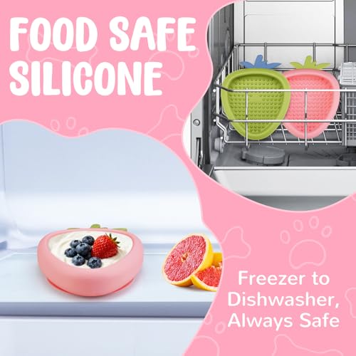 Freeze Dog Lick Bowl, Animire Non-Slip Slow Feeder Lick Mat for Dogs, Silicone Dog Enrichment Bowl for Distraction Anxiety Relief Boredom, BPA Free, Dishwasher Safe(Pink,L) - color: B- Pink, size: L
