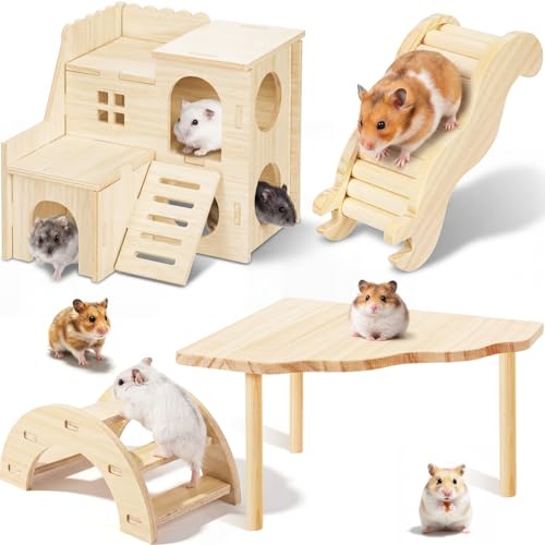 Breezehug 4 Pcs Hamster Cage Accessories Hamster Platform Toy, Villa - style: Villa
