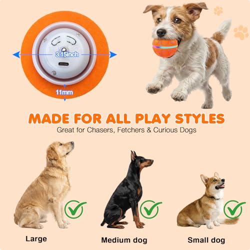 Interactive Dog Toys Ball – Automatic 3-Modes Active Rolling Balls (Orange) - color: Orange