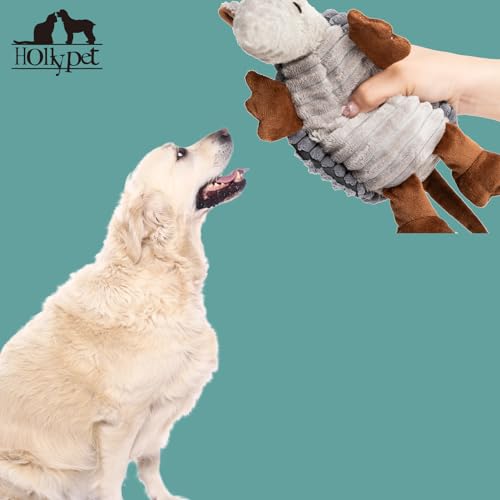 Hollypet Armadillo Squeaky Puppy Dog Toys for Small Medium Dogs, 8" - color: Dark Gray, size: 8 IN