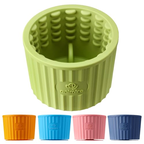 Dog Lick Bowl, Anxiety Relief Dog Licking Mat Freezer Treat Dispenser, Non-Slip Anti-Choking Silicone Slow Feeder Lick Bowl for Small Medium & Large Breed Dogs, BPA Free(Green,S) - color: Green, size: S
