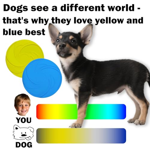 AMAZING TOYZ Dog Flying Discs 2 Pack Yellow and Blue Frisbee for Dog Toys, Soft Rubber Interactive Fetch Toy for Small Medium Large Dogs - Safe for Teeth and Chewers 20cm