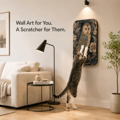 2 Pack Cat Wall Scratcher, Art Cat Scratching Board for Cats - color: Owl & Butterfly