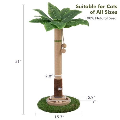 Woochpet Tall Cat Scratching Post,Cat Toys,Cat Scratcher Tree for Large Cat - color: Green
