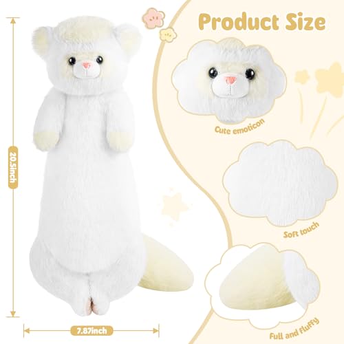 20.5 Inch Ferret Plush Stuffed Animal Long Cute Ferrets Pillow Soft Doll Stuffed Cute Toys Animal Lover Gift Kid Birthday Holiday Party Favor(White Ferret) - style: White Ferret