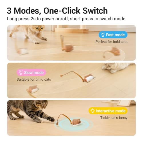 Potaroma Interactive Cat Toy Rechargeable Motion Activated Rolling Mouse