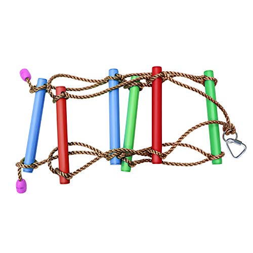 Rainbow Craft 6.6FT Ninja Rope Ladder, PP Material, Kids Obstacle Course