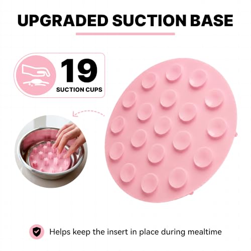 Slow Feeder Insert for Cat and Dog Bowls, Medium 4.8 Inch, Pink - color: Pink, Medium