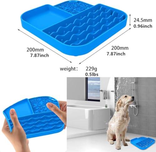Slow Feeder Lick Mat, Grooming & Bath Time Helper for Dogs - color: Blue