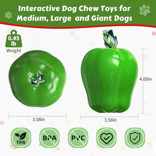 Tough Dog Chew Toys Indestructible Squeaky Toys for Aggressive Chewers Outdoor Swimming Interactive Tough Chew Toys for Medium and Large Dogs - color: Green Apple