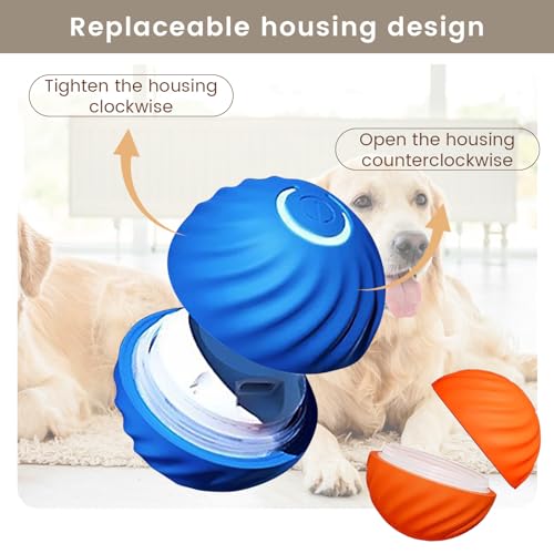 Interactive Dog Toys,Durable Active Wicked Ball,Automatic Moving Bouncing Rotating Ball for Puppy/Small/Medium Dogs,USB Rechargeable,Fun and Engaging Gift,Blue