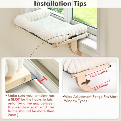 Cloud-Soft Cat Window Sill Perch, Zipper Design Cushion Pet Bed,XL - color: White, size: X-Large(27.5''x17'')