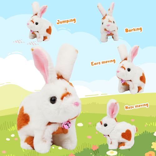 Easfan Brown Jumping Bunny Talking Interactive Plush Toy Gift for Kids - style: Bunny_Brown