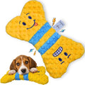 No stuffing Squeaky Dog Toy - Crinkle Dog Toy, Soft Plush Bone, Yellow