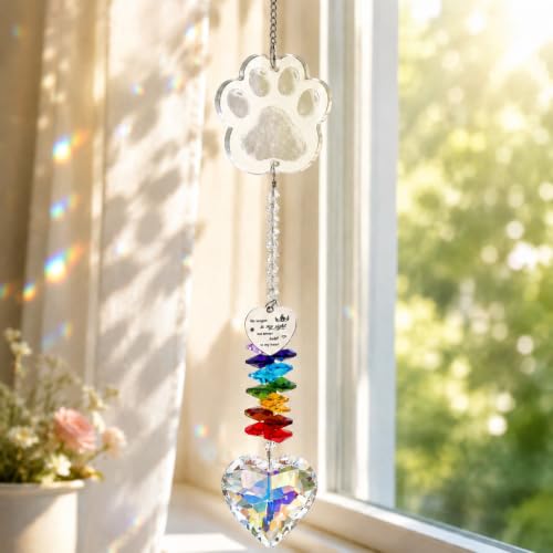 Dog Memorial Gifts for Loss of Dog, Dog Loss Memorial Suncatcher - color: Clear Cat Paw
